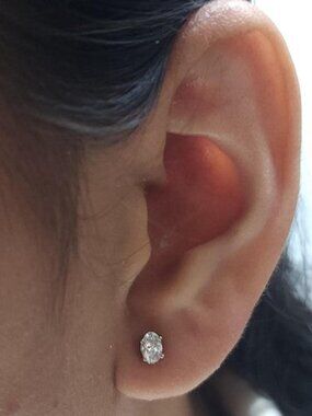 0.50 Ct Lab Grown Diamond Oval Stud Earrings .925 Sterling Silver